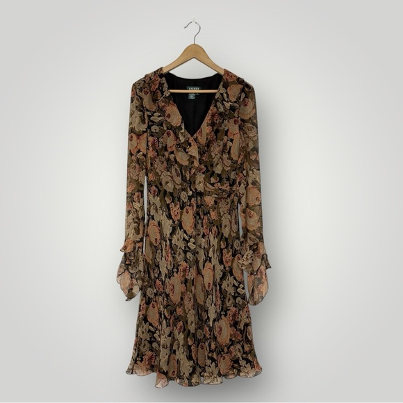 VTG Lauren Ralph Lauren 100% Silk Dress Sz 12 - Picture 1 of 8